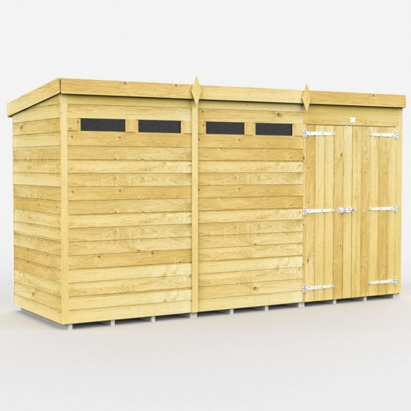 Bond Pent Security Shed, 12ft x 4ft β Durable Tongue & Groove Garden Storage