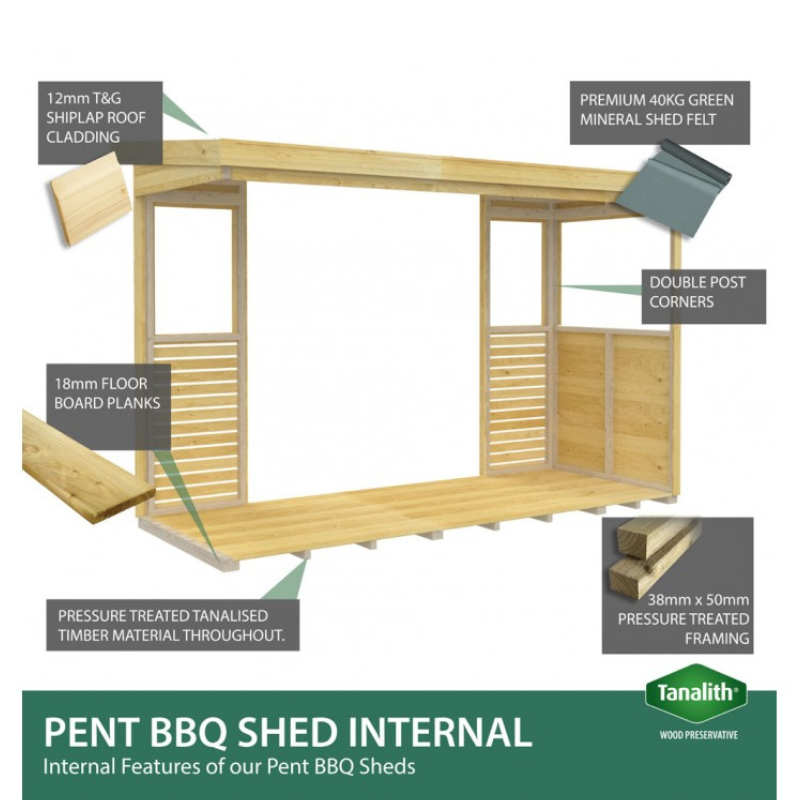 Winston Timber 10ft x 4ft BBQ Shelter for Garden Cooking and Outdoor Dining