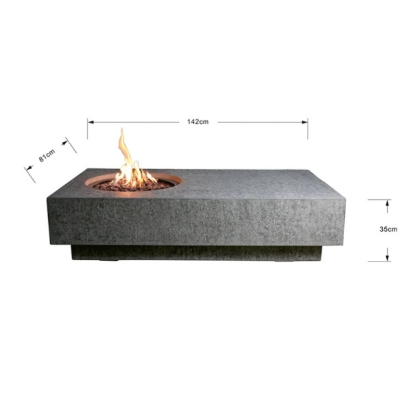 Metropolis Light Grey Fire Table 45,000 BTU Cast Concrete