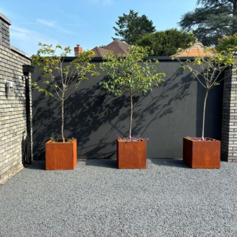 Arden Corten Steel Cube Planter