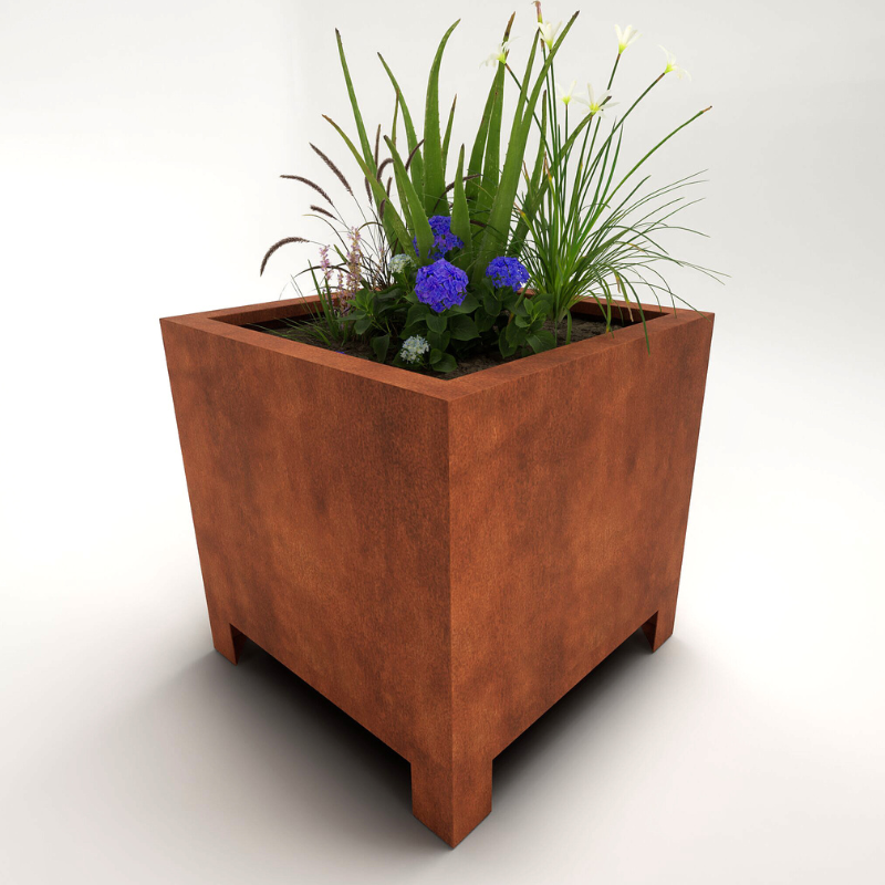 Weather-It Arden β Corten Steel Cube Planter with Feet
