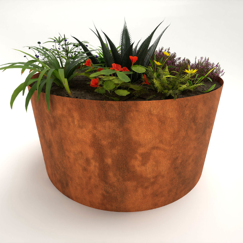 Hampton β Corten Steel Bottomless Cylindrical Planter