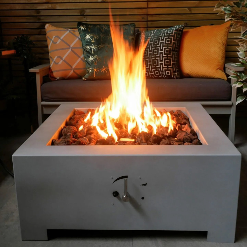 Helios β Premium Stainless Steel Square Gas Firepit Table
