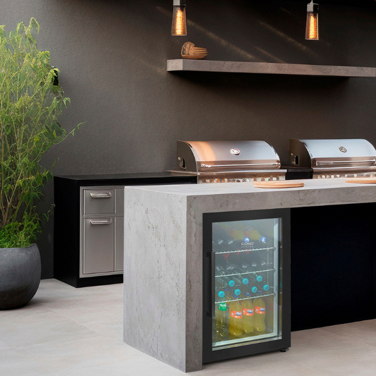 Caso Design Outdoor Fridge – Black Right-Hand Hinge, Compact Garden Beverage Cooler