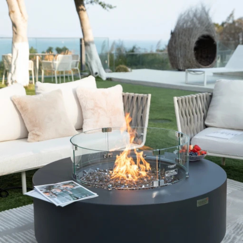 Elementi Plus Nimes Fire Table Dark Grey Concrete Outdoor