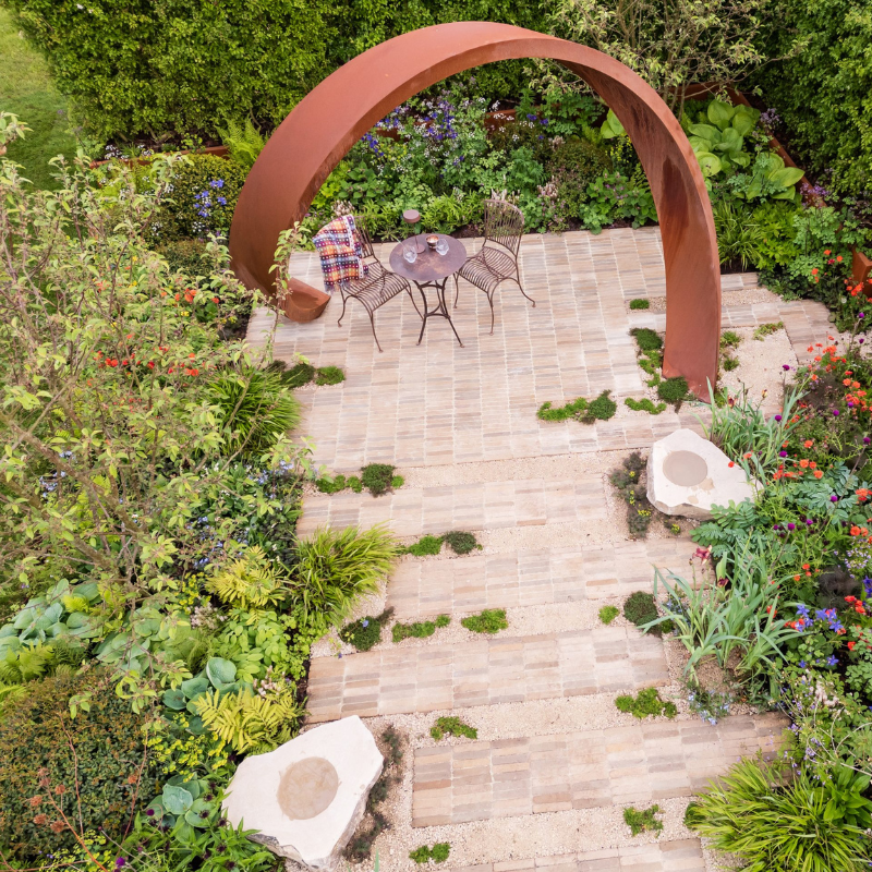 Corten Steel Helix Moongate Arch