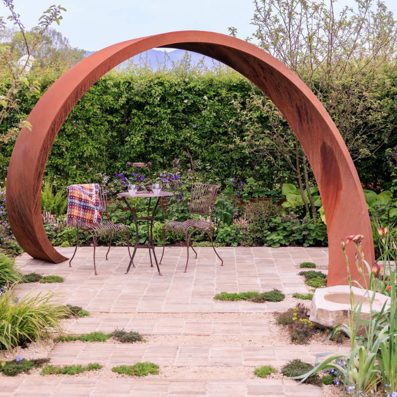 Corten Steel Helix Moongate Arch
