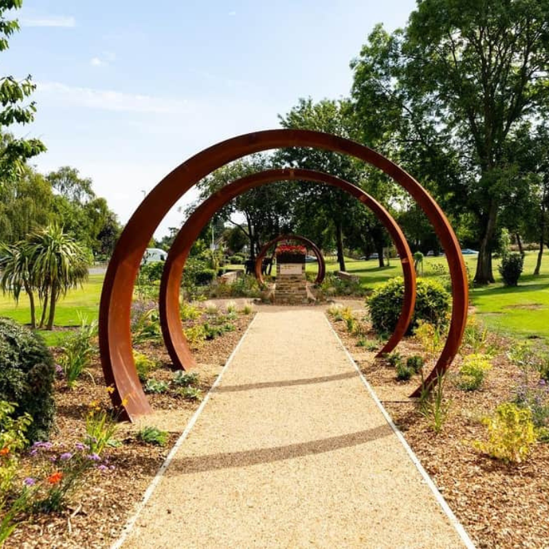 Corten Steel Helix Moongate Arch
