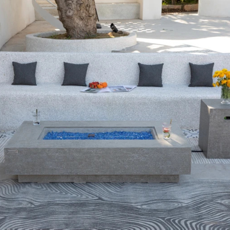 Elementi Plus, Riviera, Fire Table Ligh,t Grey, Concrete Outdoor, Propane / Natural Gas