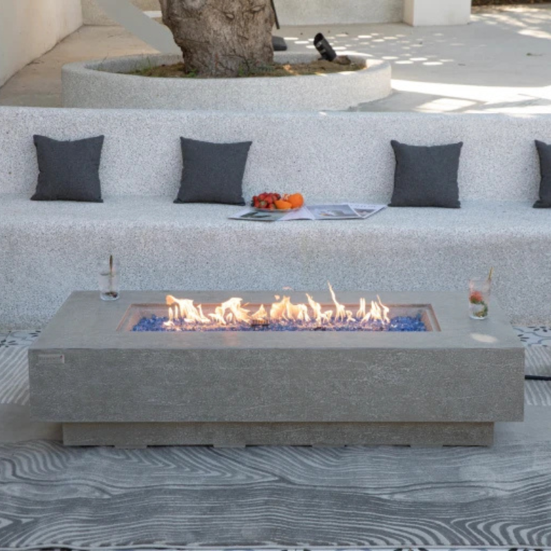 Elementi Plus, Riviera, Fire Table Ligh,t Grey, Concrete Outdoor, Propane / Natural Gas