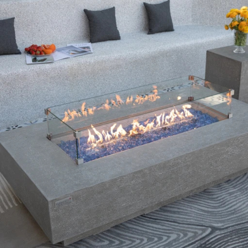 Elementi Plus, Riviera, Fire Table Ligh,t Grey, Concrete Outdoor, Propane / Natural Gas