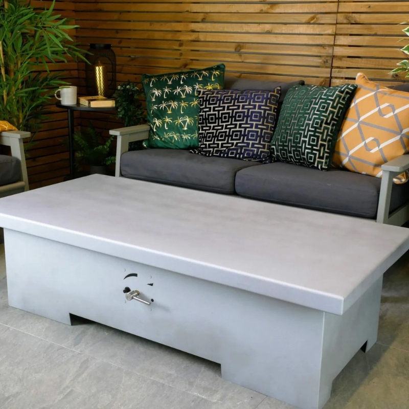 Vulcan β Premium Zinc Rectangle Gas Fire Pit Table