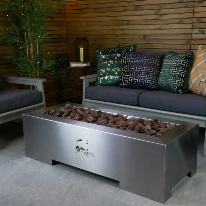 Vulcan β Premium Stainless Steel Rectangle Gas Fire Pit Table