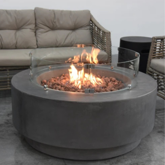 Elementi Ross, Fire Table, Concrete Outdoor Round, 45,000 BTU