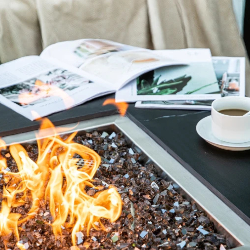 Elementi Plus, Sofia, Fire Table, Marble, Porcelain Outdoor, 60,000 BTU