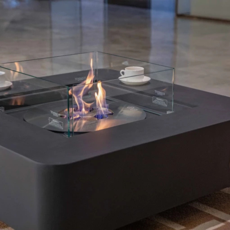 Elementi Perth Ethanol Fire Table Concrete Square Indoor Outdoor
