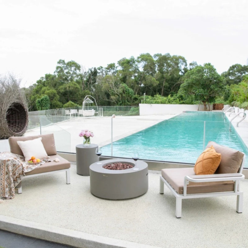 Elementi, Tramore Fire Table, Glass Fibre, Concrete Outdoor, 50,000 BTU
