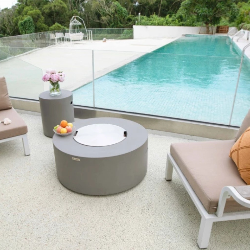 Elementi, Tramore Fire Table, Glass Fibre, Concrete Outdoor, 50,000 BTU