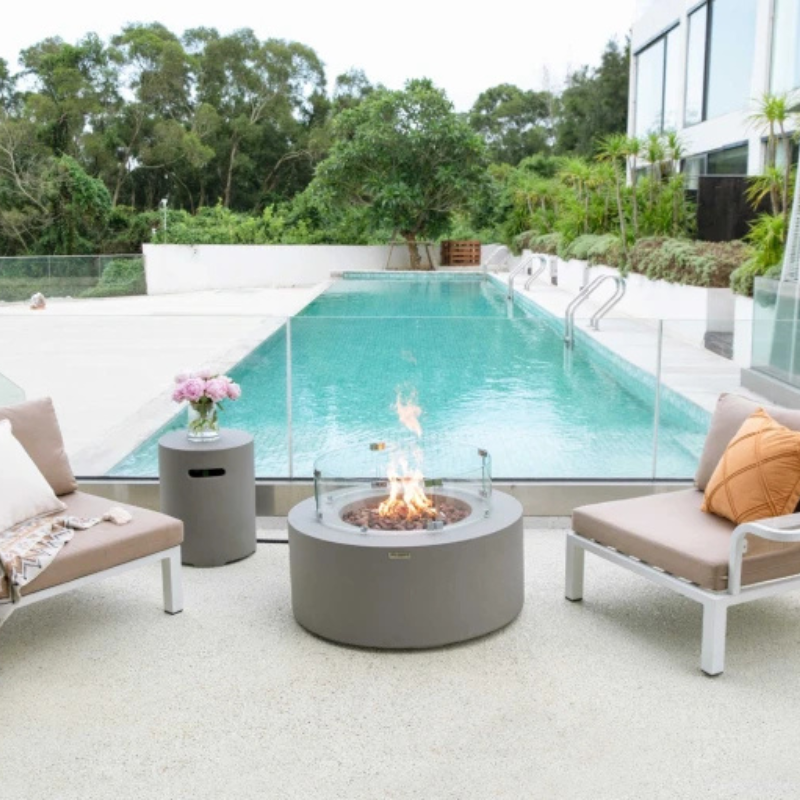 Elementi, Tramore Fire Table, Glass Fibre, Concrete Outdoor, 50,000 BTU