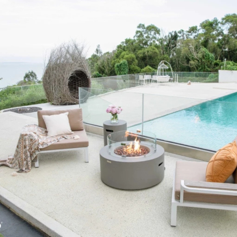 Elementi, Tramore Fire Table, Glass Fibre, Concrete Outdoor, 50,000 BTU
