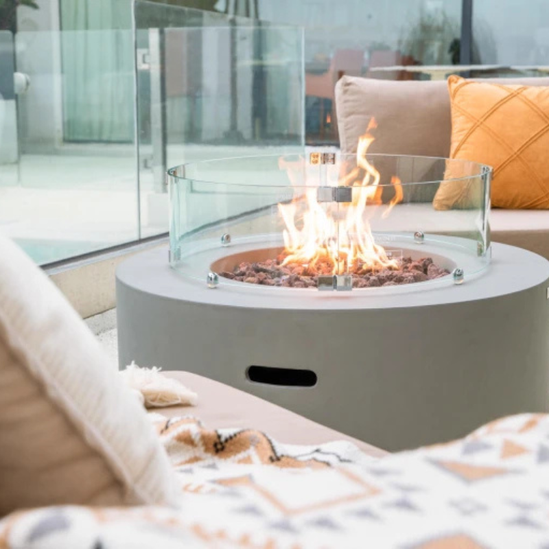 Elementi, Tramore Fire Table, Glass Fibre, Concrete Outdoor, 50,000 BTU