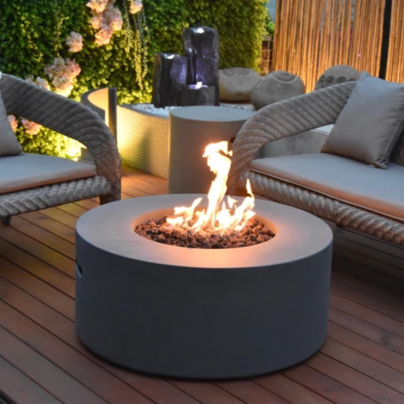 Elementi, Tramore Fire Table, Glass Fibre, Concrete Outdoor, 50,000 BTU