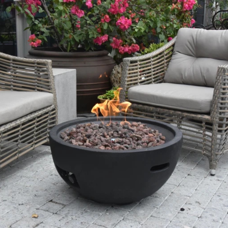 Elementi, Jefferson Fire Bowl, Glass-Fibre Reinforced Concrete Outdoor Propane, 40,000 BTUs