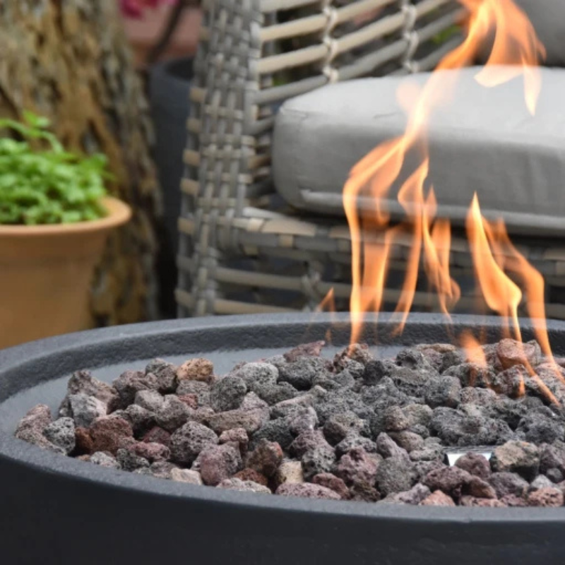 Elementi, Jefferson Fire Bowl, Glass-Fibre Reinforced Concrete Outdoor Propane, 40,000 BTUs