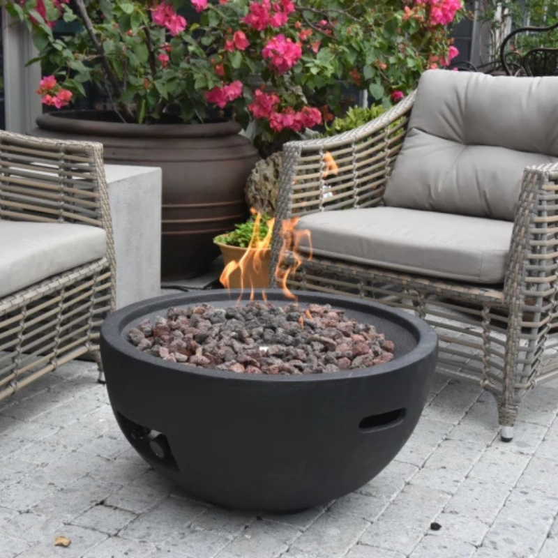 Elementi, Jefferson Fire Bowl, Glass-Fibre Reinforced Concrete Outdoor Propane, 40,000 BTUs