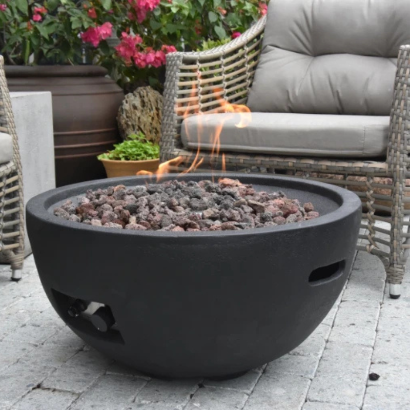 Elementi, Jefferson Fire Bowl, Glass-Fibre Reinforced Concrete Outdoor Propane, 40,000 BTUs