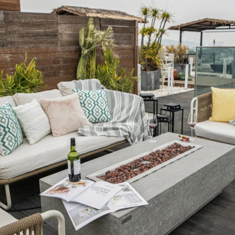 Elementi, Jefferson Fire Bowl, Glass-Fibre Reinforced Concrete Outdoor Propane, 40,000 BTUs