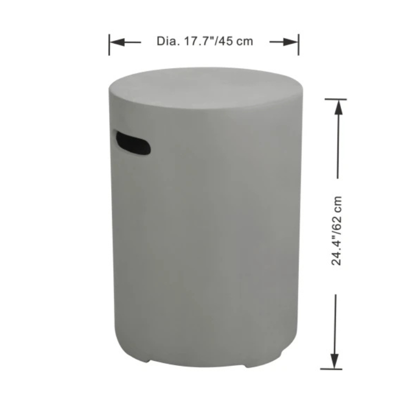 Elementi Plus, Round Tank Cover, Light Grey GFRC Outdoor, 13kg Gas Storage