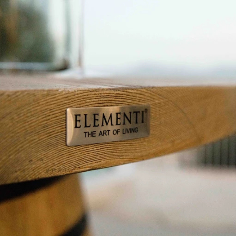 Elementi, Lafite Barrel Fire Table, Rustic Concrete Outdoor Propane, 45000 BTUs