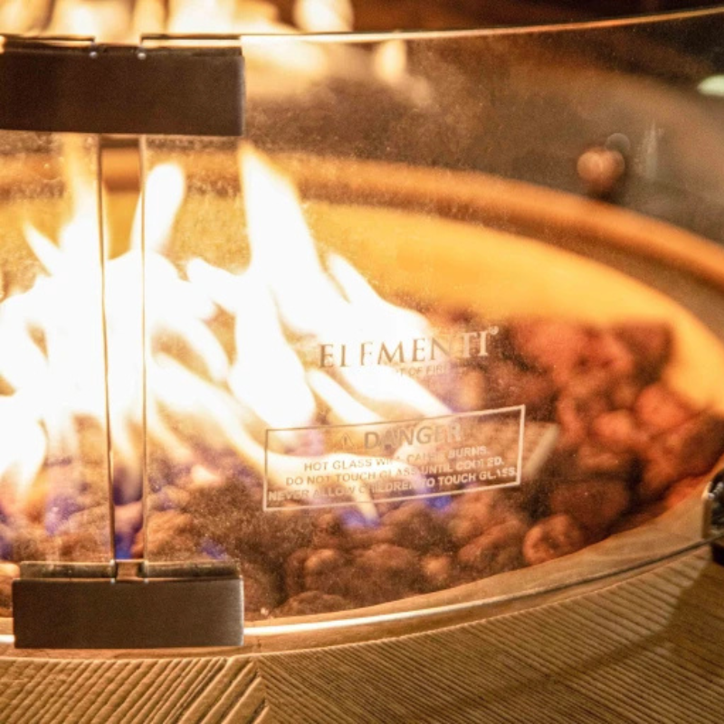 Elementi, Lafite Barrel Fire Table, Rustic Concrete Outdoor Propane, 45000 BTUs