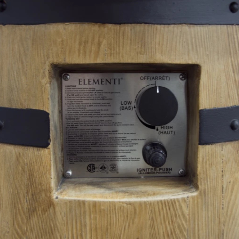 Elementi, Lafite Barrel Fire Table, Rustic Concrete Outdoor Propane, 45000 BTUs