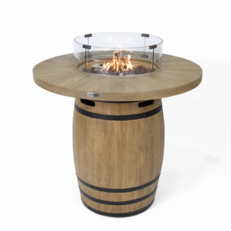 Elementi, Lafite Barrel Fire Table, Rustic Concrete Outdoor Propane, 45000 BTUs