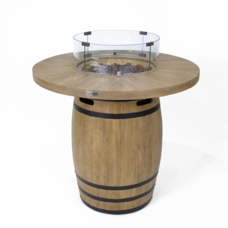 Elementi, Lafite Barrel Fire Table, Rustic Concrete Outdoor Propane, 45000 BTUs