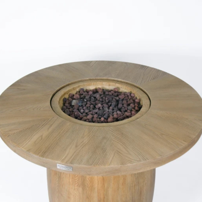 Elementi, Lafite Barrel Fire Table, Rustic Concrete Outdoor Propane, 45000 BTUs