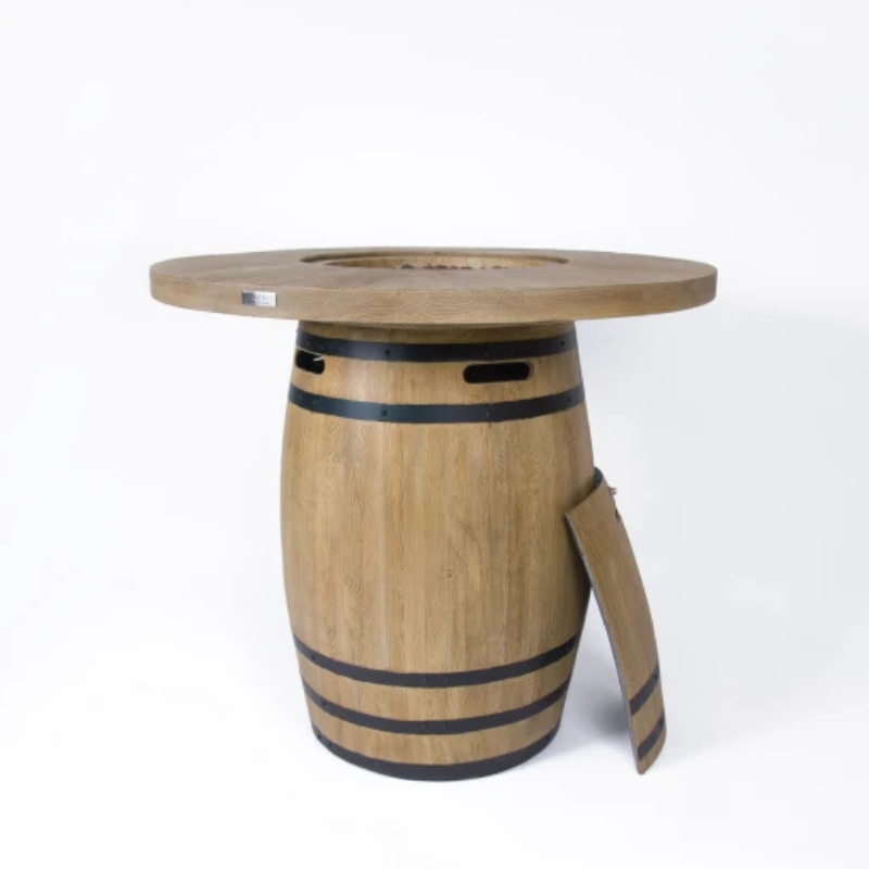 Elementi, Lafite Barrel Fire Table, Rustic Concrete Outdoor Propane, 45000 BTUs