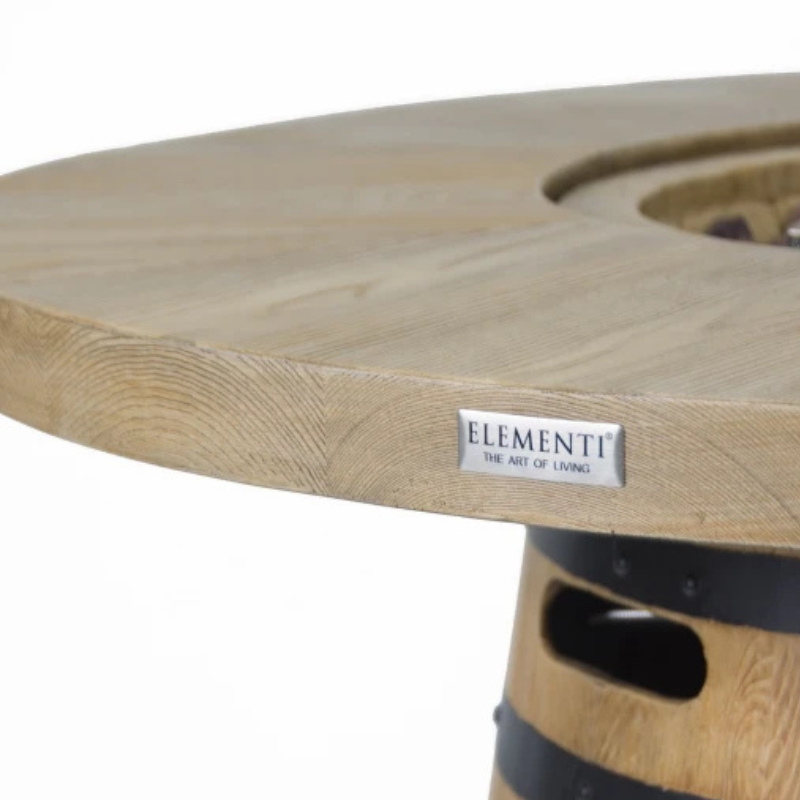 Elementi, Lafite Barrel Fire Table, Rustic Concrete Outdoor Propane, 45000 BTUs