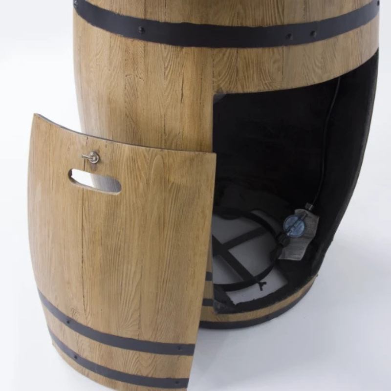 Elementi, Lafite Barrel Fire Table, Rustic Concrete Outdoor Propane, 45000 BTUs