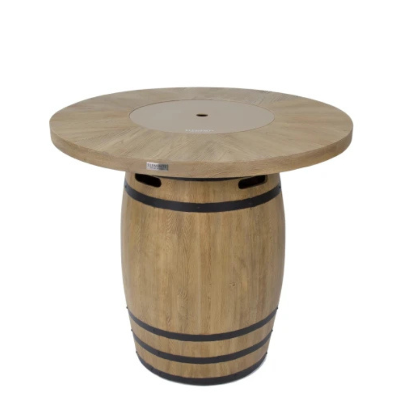 Elementi, Lafite Barrel Fire Table, Rustic Concrete Outdoor Propane, 45000 BTUs