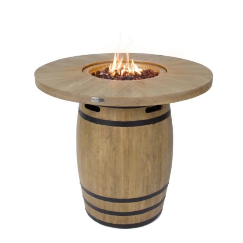 Elementi, Lafite Barrel Fire Table, Rustic Concrete Outdoor Propane, 45000 BTUs