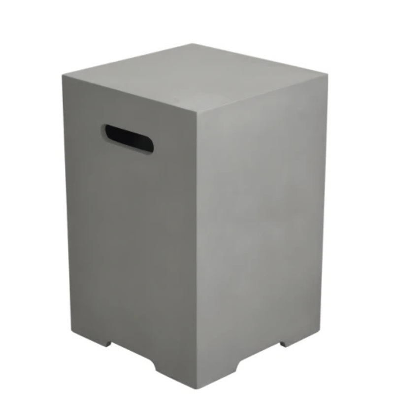 Elementi, Square Tank Cover, Smooth Grey, Concrete Outdoor Accessory, Large