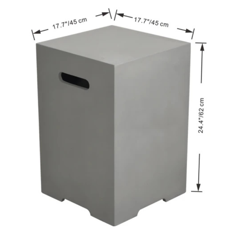 Elementi, Square Tank Cover, Smooth Grey, Concrete Outdoor Accessory, Large