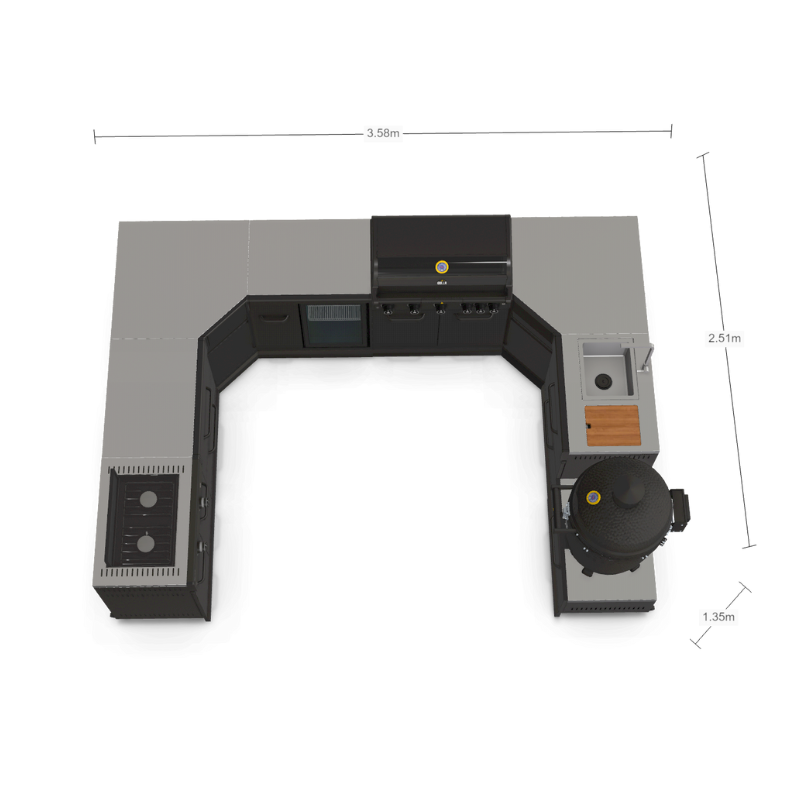 GRLLR Connect Modular Outdoor Kitchen with Prime G5S 5-Burner Gas Barbecue – Luxury Stainless Steel UK Outdoor Cooking System