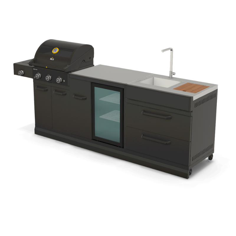 GRLLR Connect 3-Burner Gas BBQ Modular Outdoor Kitchen – Luxury Garden Cooking & Patio Kitchen System