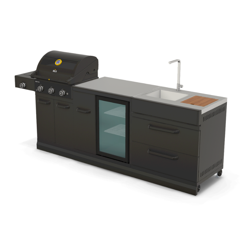 GRLLR Connect 3-Burner Gas BBQ Modular Outdoor Kitchen – Luxury Garden Cooking & Patio Kitchen System
