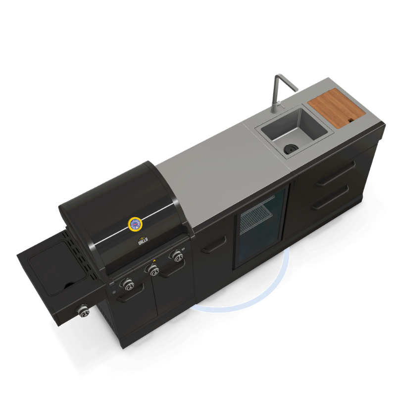 GRLLR Connect 3-Burner Gas BBQ Modular Outdoor Kitchen – Luxury Garden Cooking & Patio Kitchen System