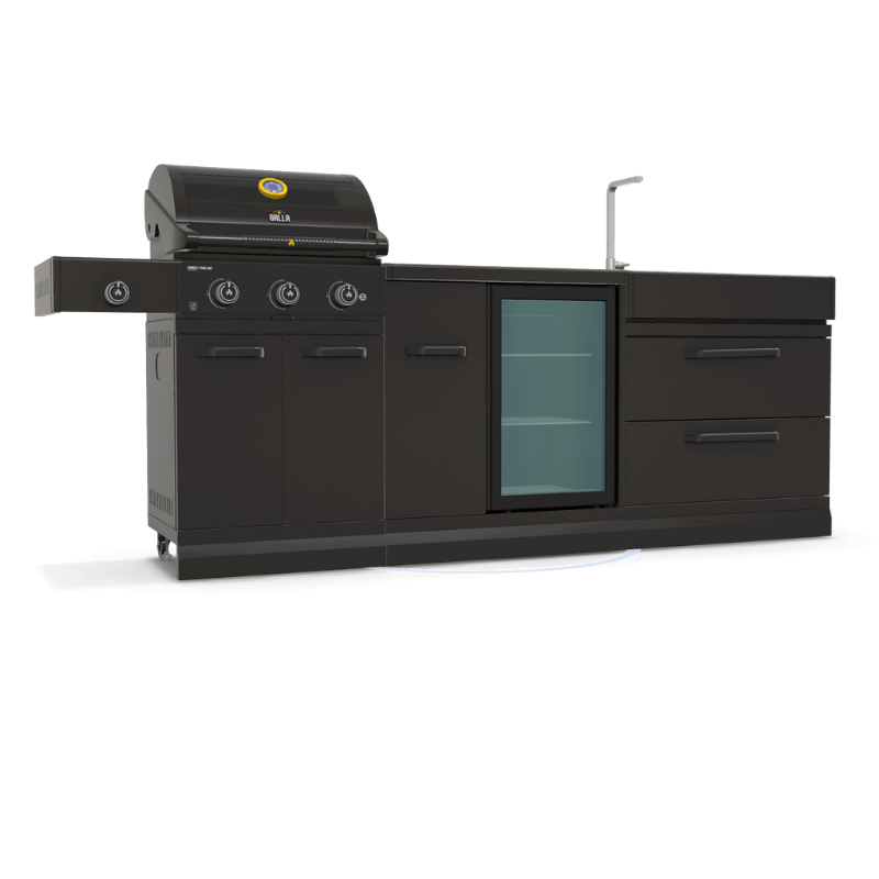 GRLLR Connect 3-Burner Gas BBQ Modular Outdoor Kitchen – Luxury Garden Cooking & Patio Kitchen System